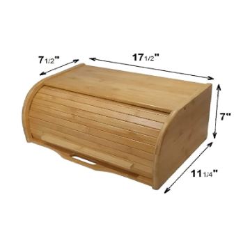 Large Bread Box Bread Basket Kitchen Counter Organizer - Roll Top Bread Box - Bread Box For Kitchen Countertop - Bamboo Wooden Boxes (Natural)