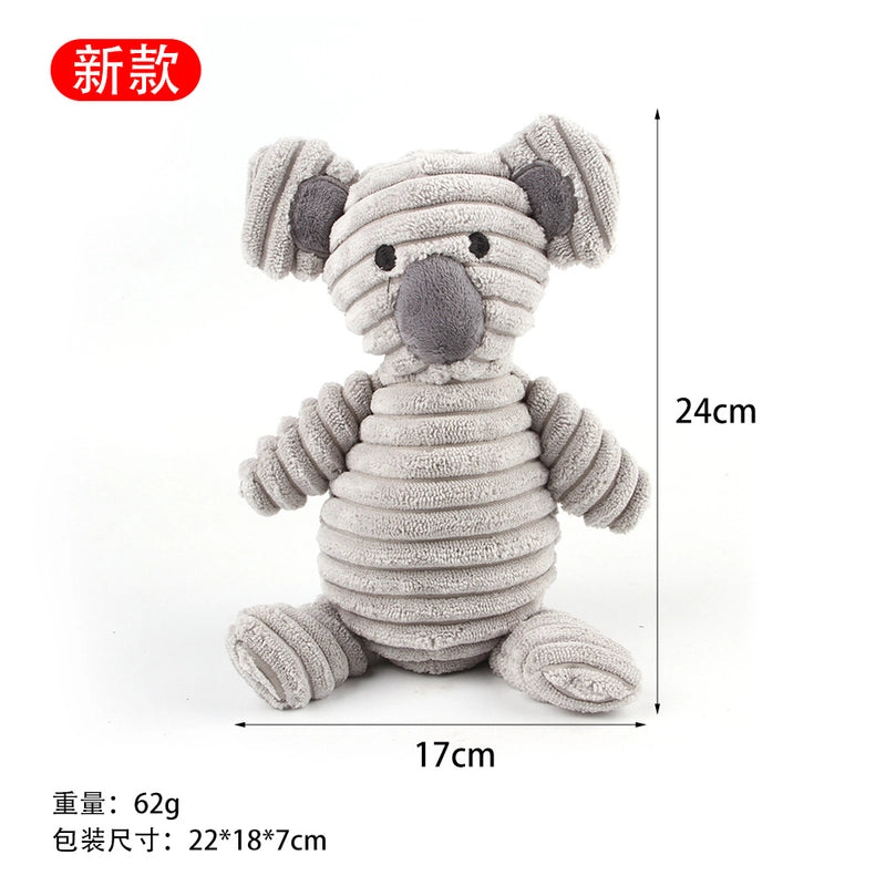 Cute Dog Teething Corduroy Sounding Plush Toy