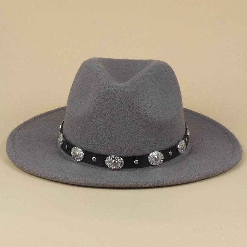 Silver Buckle Jazz Hat Punk Western Cowboy Hat Star Pattern Hat Five-pointed Star Small Hat Spot