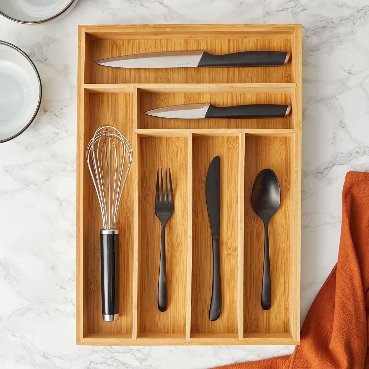 Wooden Cutlery Drawer Organizer For Kitchen. Cutlery And Cutlery Storage With 6 Slots