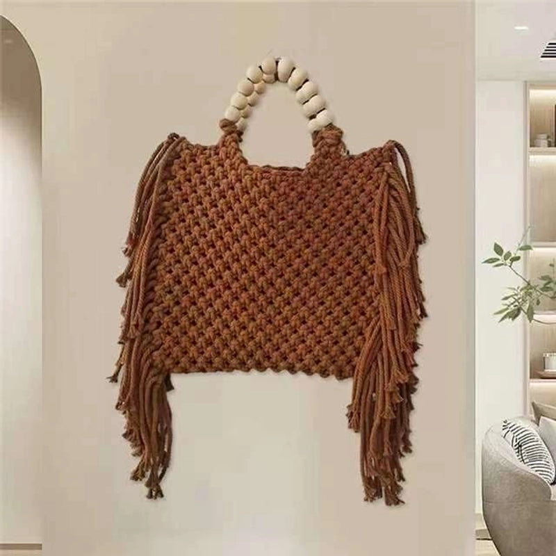 Women's Cotton Solid Color Elegant Square Open Handbag
