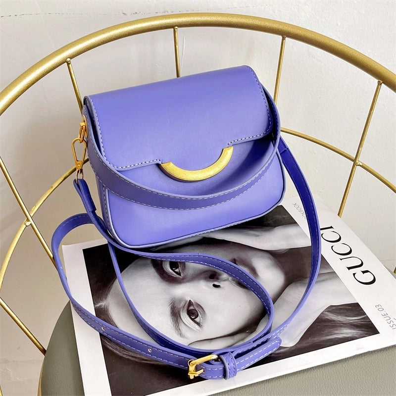 Women's Small Pu Leather Solid Color Basic Magnetic Buckle Handbag