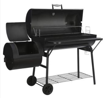 BBQ Charcoal Grill And Offset Smoker For Picnic Garden Terrace Camping Beach Outdoor. Pit Patio Backyard Home Meat Cooker Smoker With 2 Wheels