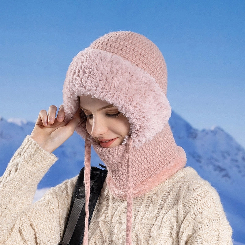 Women's Basic Minimalist Solid Color Ear Warap Wool Cap