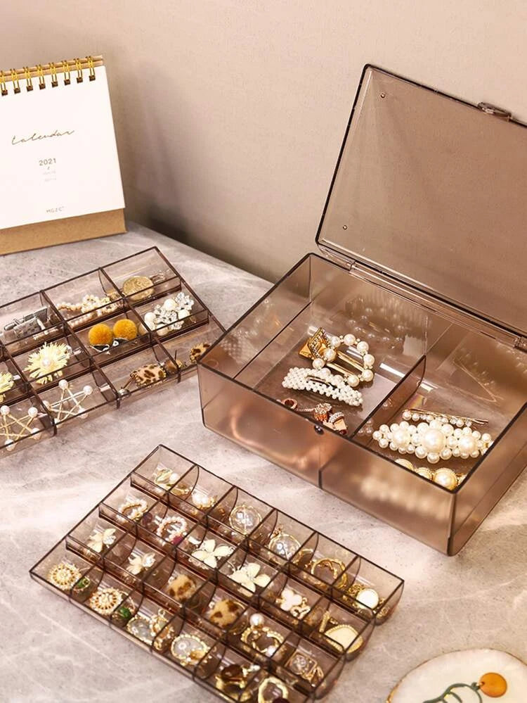 Jewelry Storage Box Jewelry Organizer Earrings Nail Polish Hair Accessories Display Compartment Plastic Box With Lid