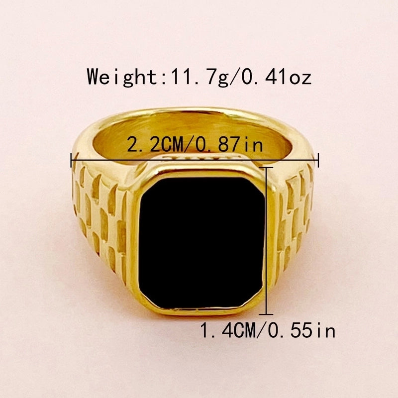 304 Stainless Steel 14K Gold Plated Glam Vintage Style Plating Inlay Square Shell Rings