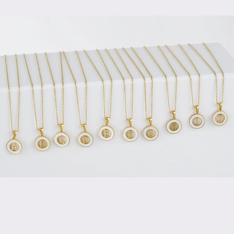 Minimalist Letter Stainless Steel Pendant Necklace Plating Hollow Out Shell Stainless Steel Necklaces