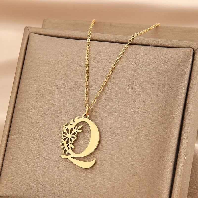 Basic Classic Style Letter Stainless Steel Plating Pendant Necklace