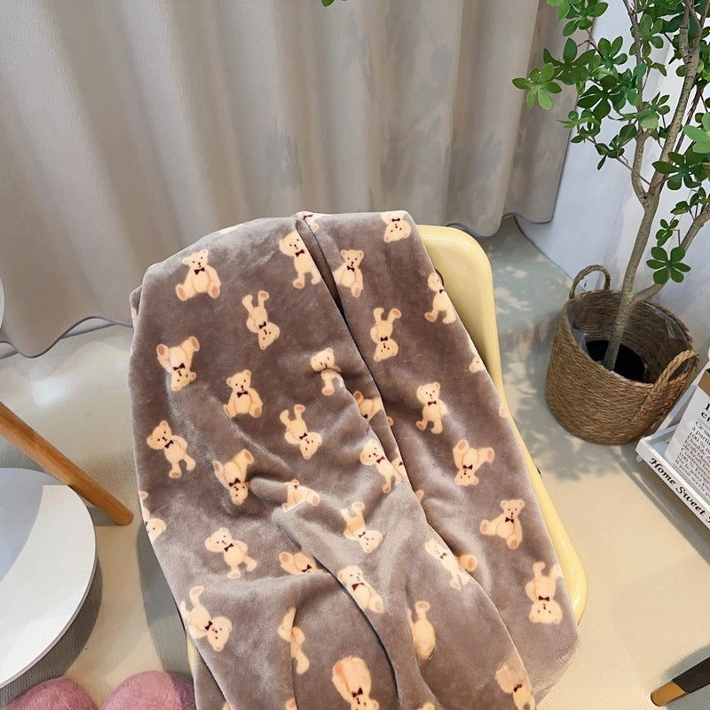 In Stock | Style Autumn And Winter Thickened Cartoon Crayon Small New  Casual Plush Blanket Dormitory Bed Sheet