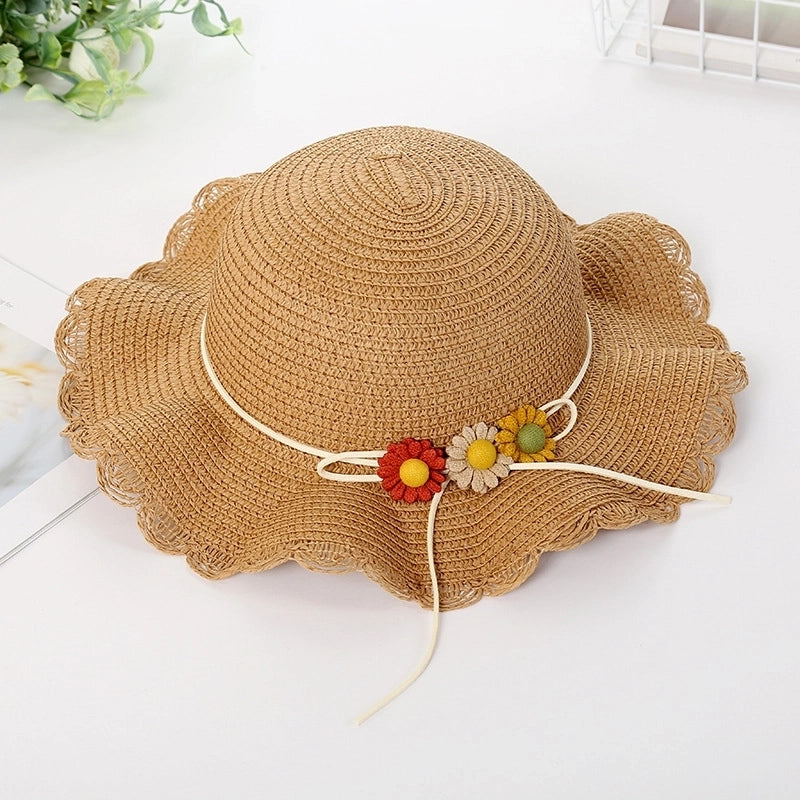 Girl's Cartoon Style Cute Flower Straw Hat