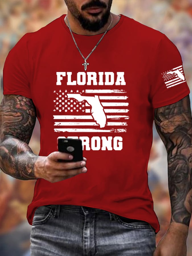 Men's Florida  Strong Mitton Hurricane Printed Casual T-Shirt