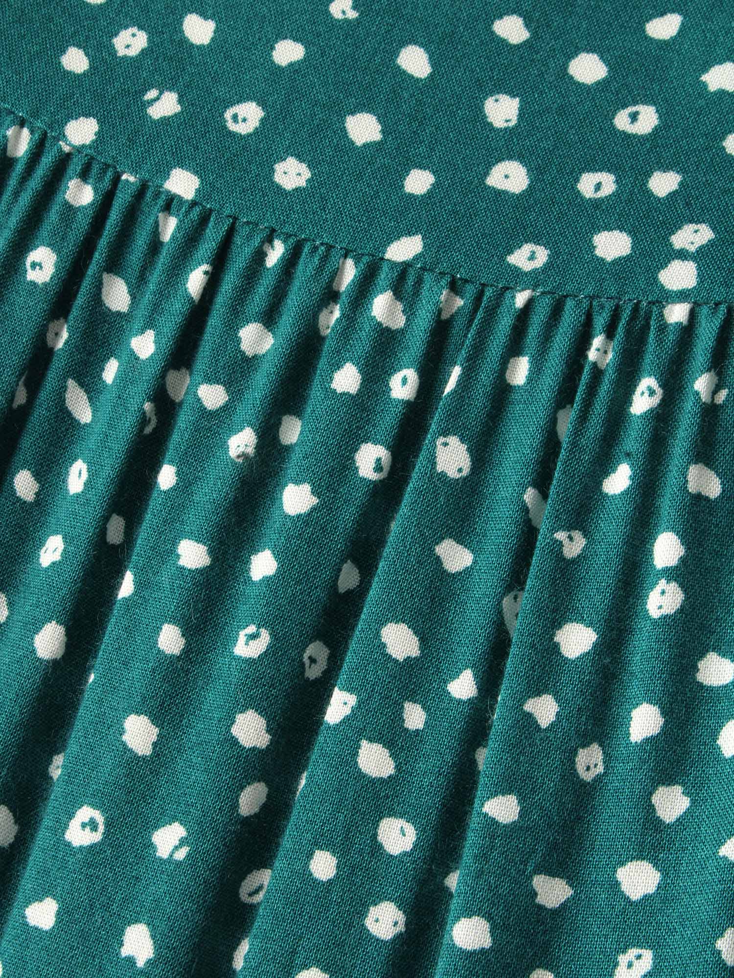 Polka Dot Pocket Cap Sleeve Gathered  Layered Dress