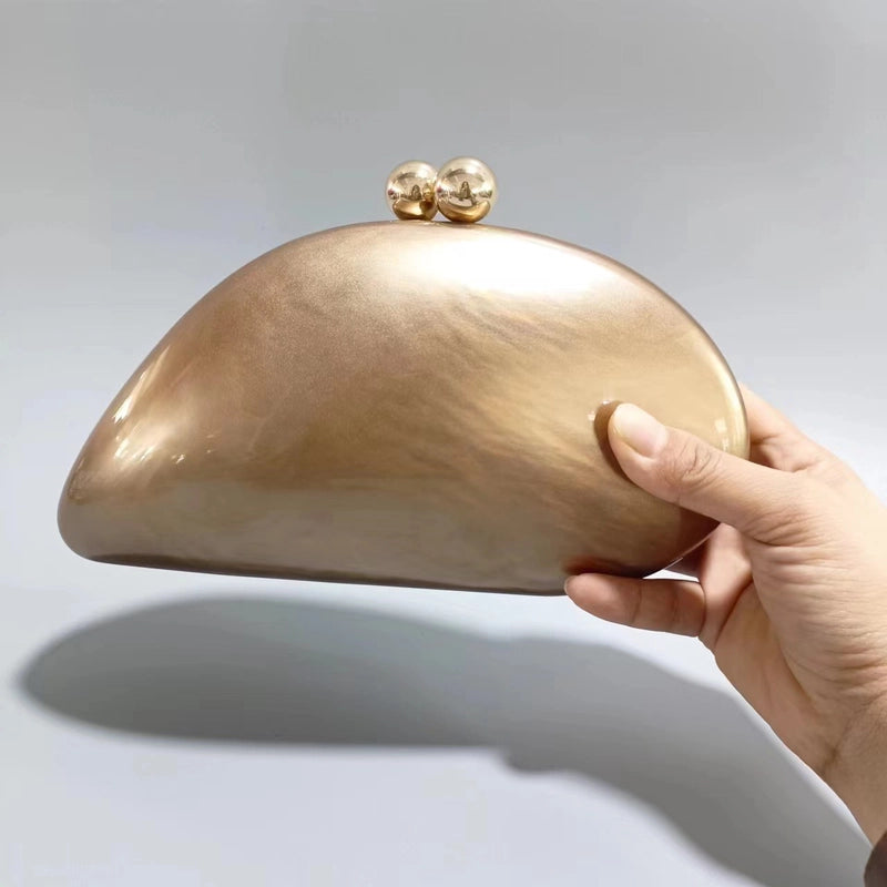 Green Arylic Solid Color Dumpling Shape Evening Bags