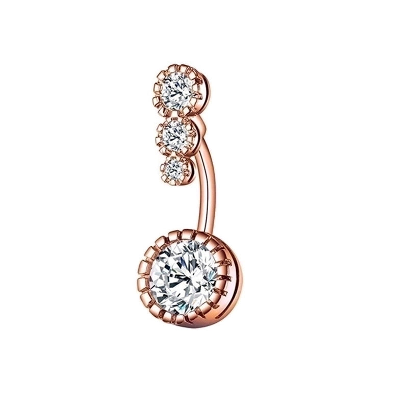 5 Pieces Fashion Water Droplets Stainless Steel Inlay Zircon Belly Ring 5 Pieces