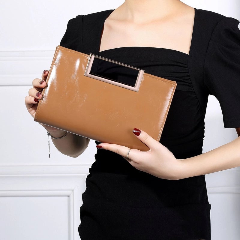 New PU Women Hand Bag Simple Square Buckle Hardware Hand Crosbody Bag