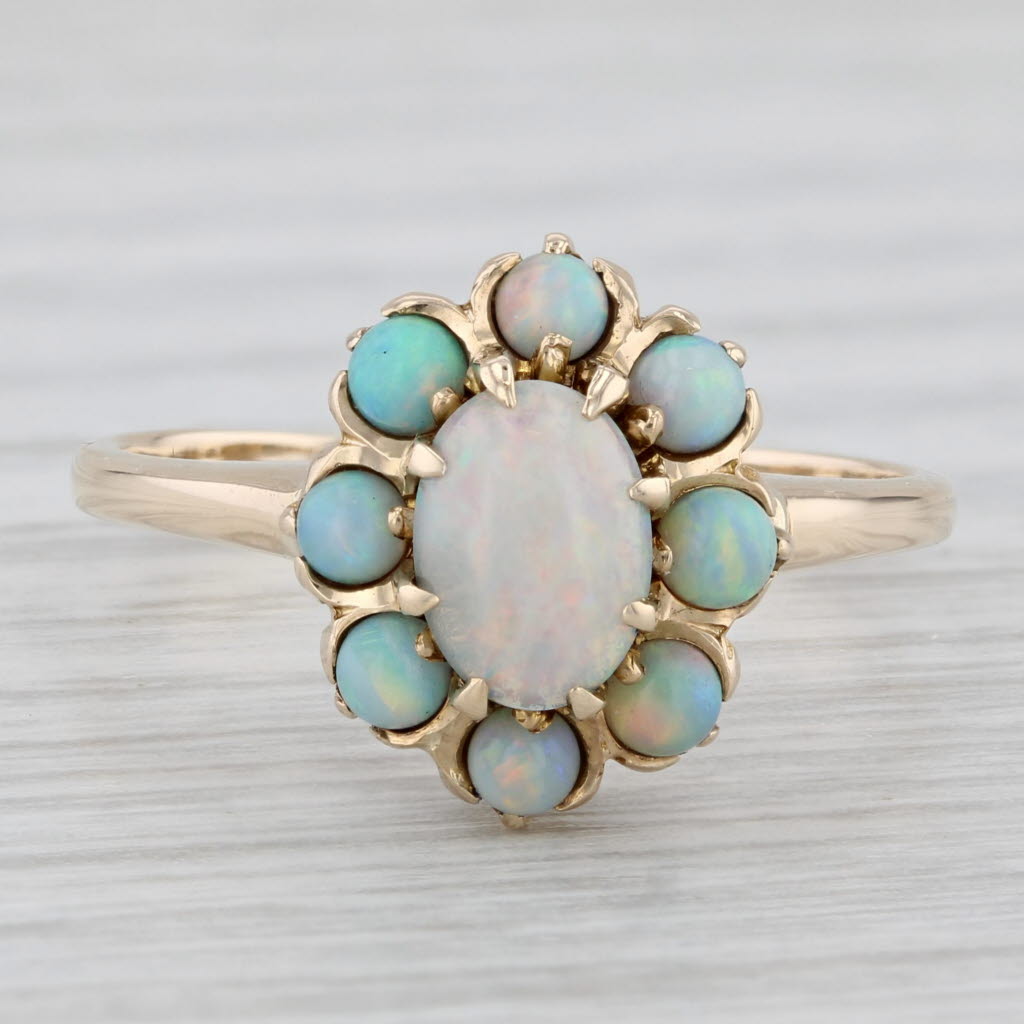 Vintage Opal Cabochon Ring 10k Yellow Gold Size 7.5