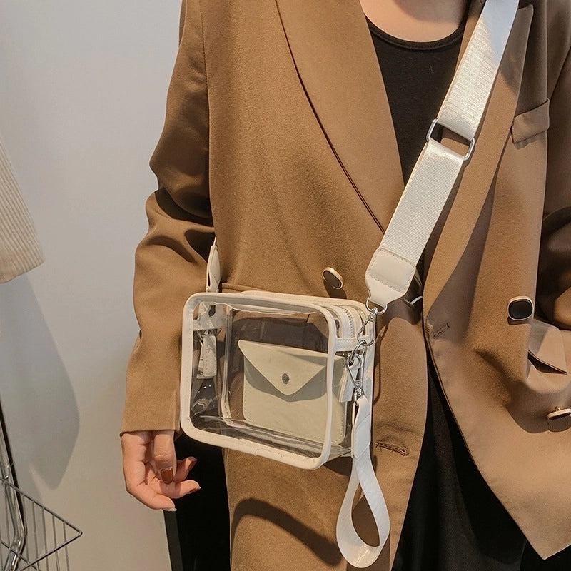 Women's Medium Pvc Solid Color Fashion Transparent Square Zipper Crossbody Bag