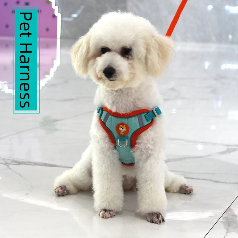 Pet Reflective Dog Harness Lead Walking Running Leashes Cat Chest Strap Vest Leash