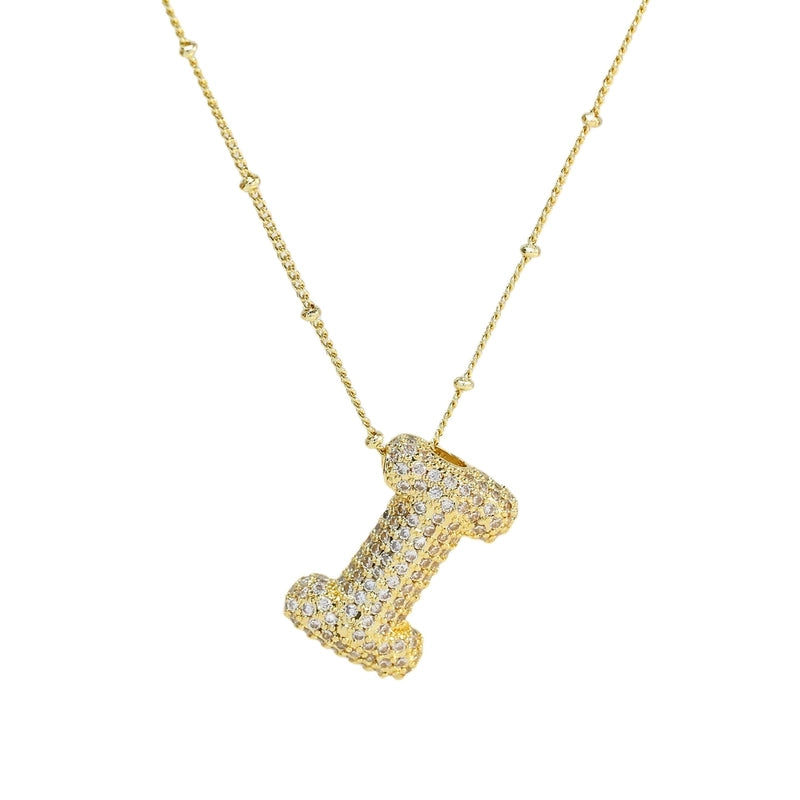Europe And America  Hot Sale Fashion 26 English Letters Pendant Necklace Copper Micro Inlaid Zircon Balloon Letter Collarbone Necklace Choker Pendant