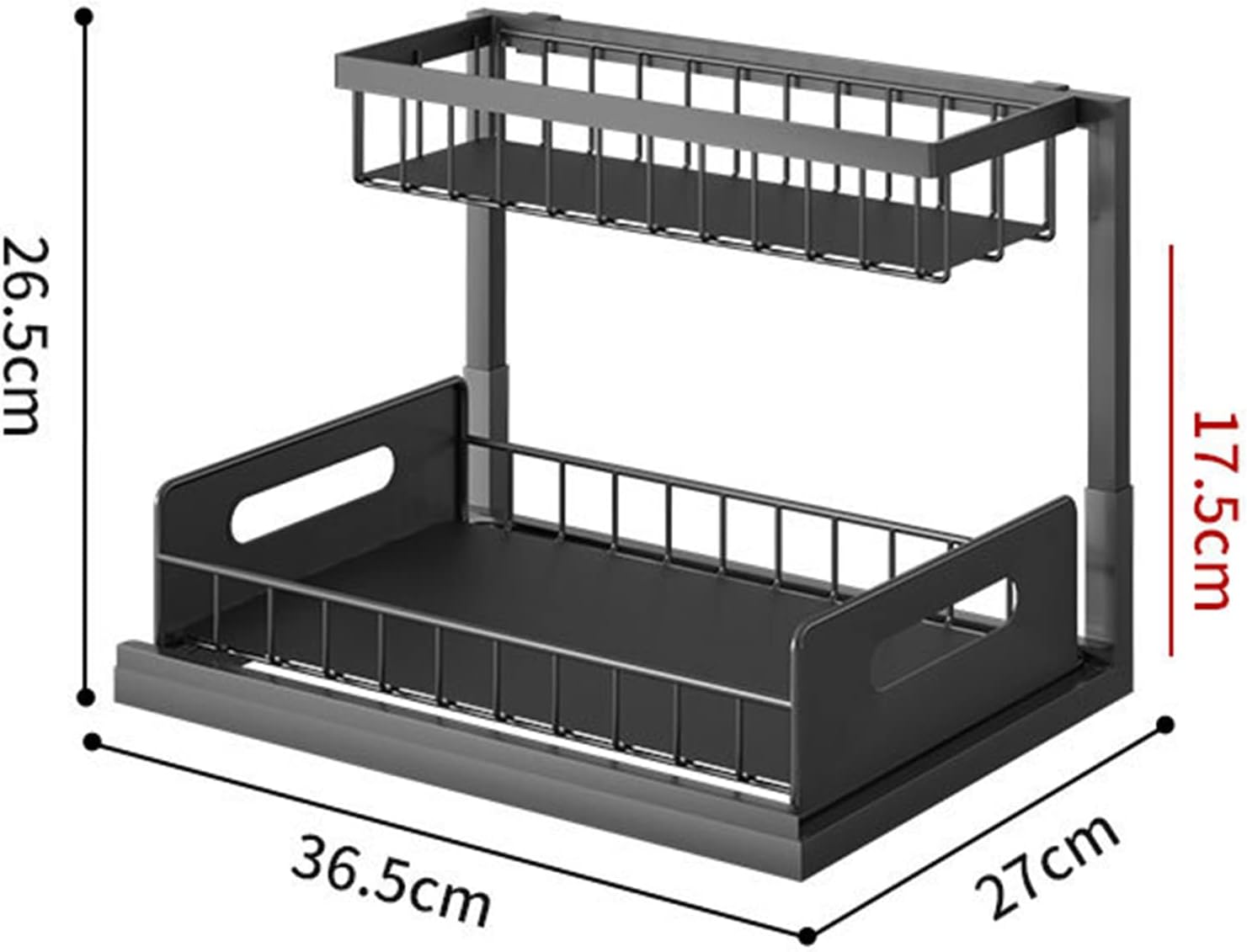 Sink Storage Racks. Removable Drawer Basket Organizers. Kitchen Bathroom Sliding Basket Storage/Black