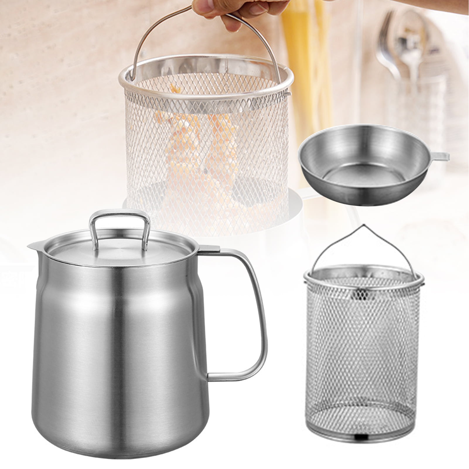 🍟2-in-1 304 Stainless Steel Multifunctional Oil Strainer Pot