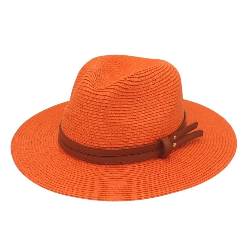 Unisex Pastoral Solid Color Wide Eaves Straw Hat