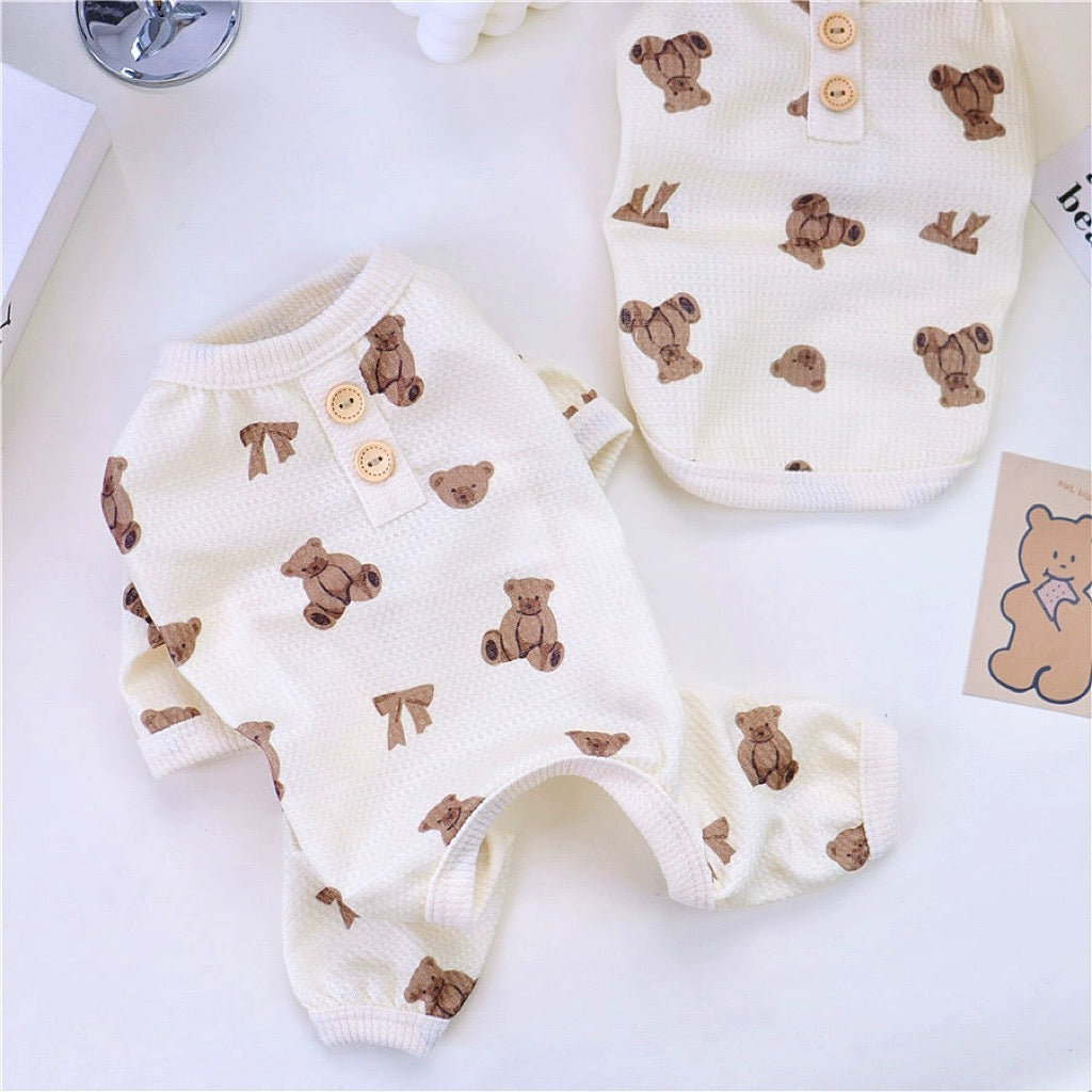 Waffle Bear Printed Dog Jumpsuits/Vest