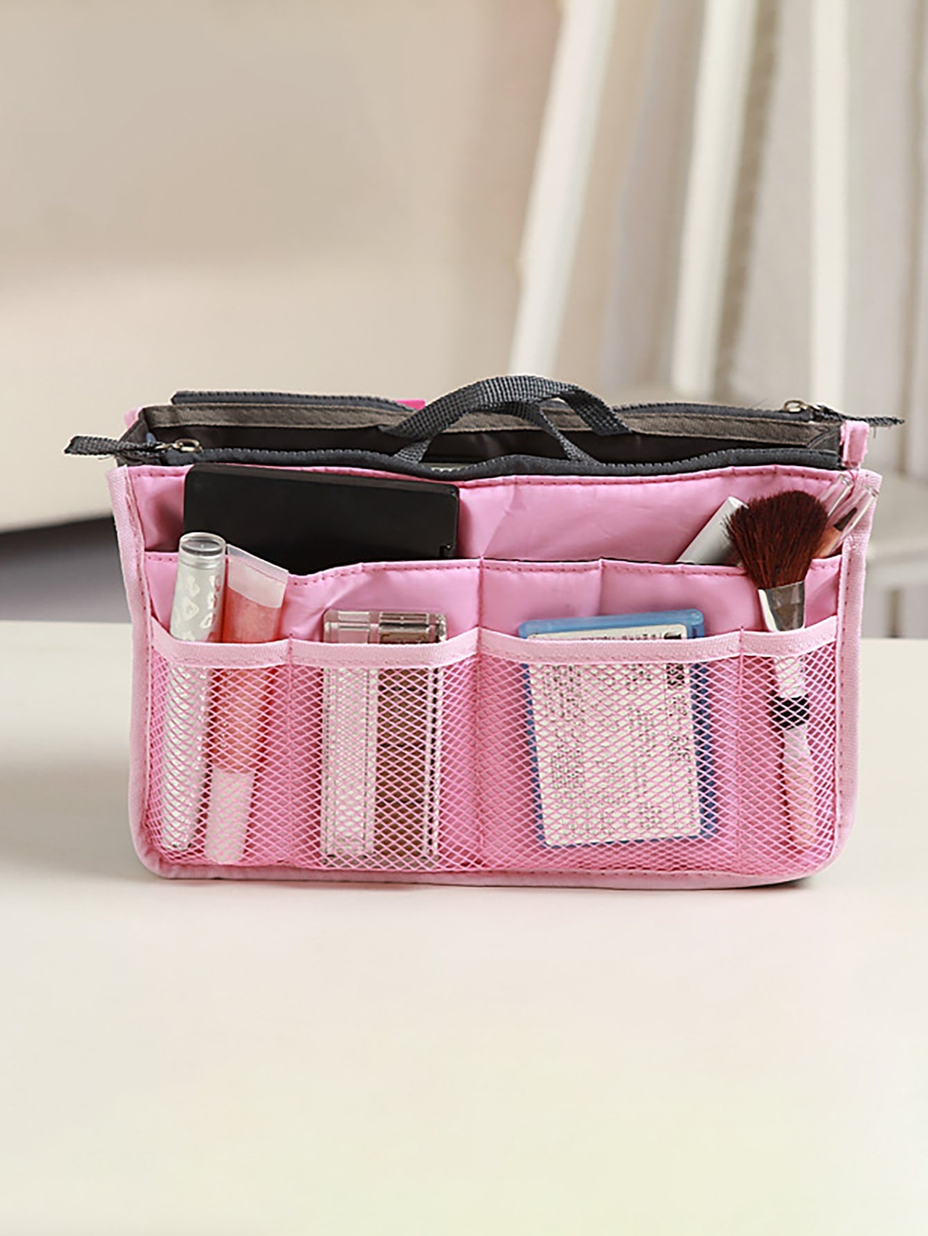 HANDHELD DOUBLE ZIPPER COSMETIC BAG