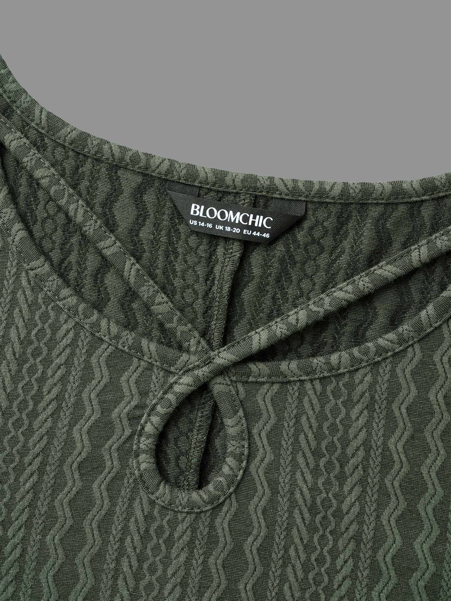 Plain Textured Keyhole Knit Dress