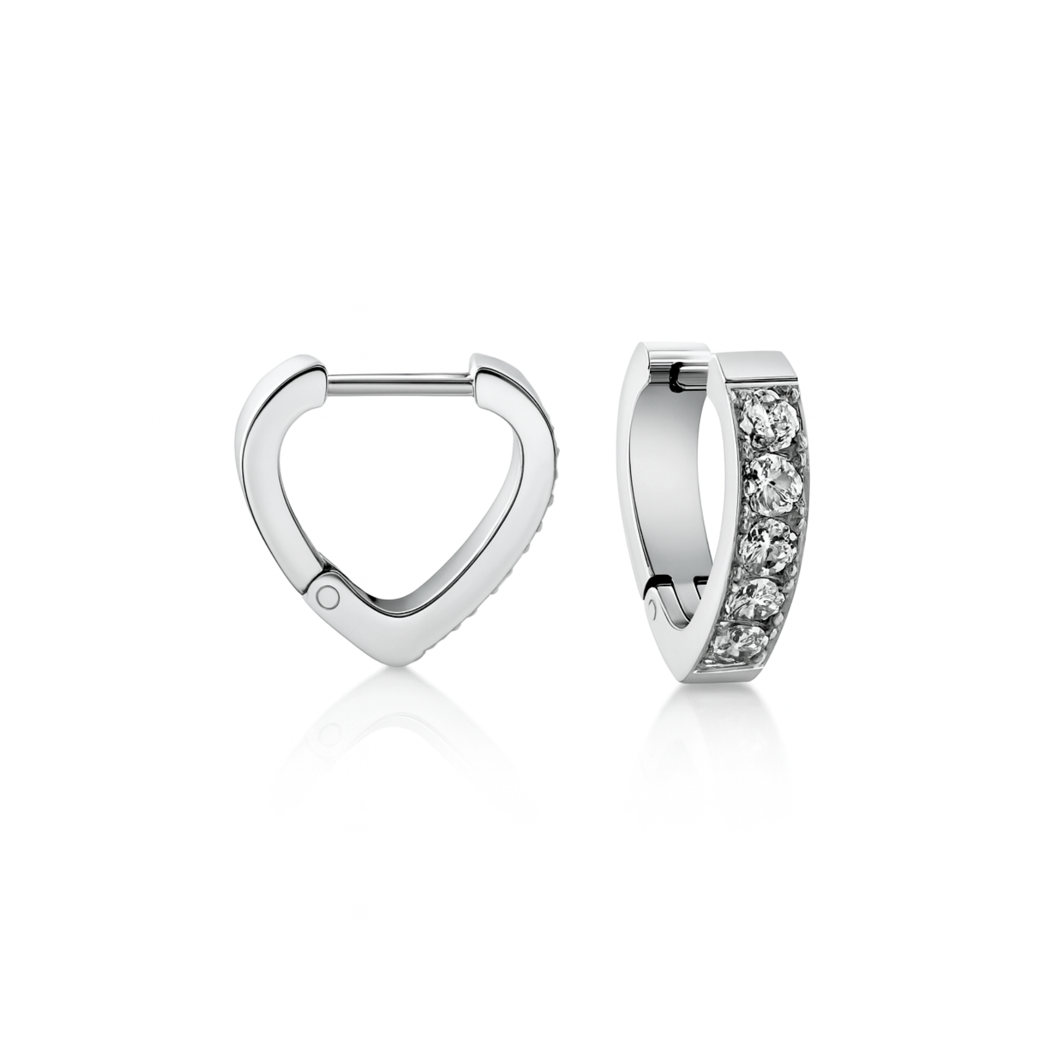Diamond style heart hoops - Silver