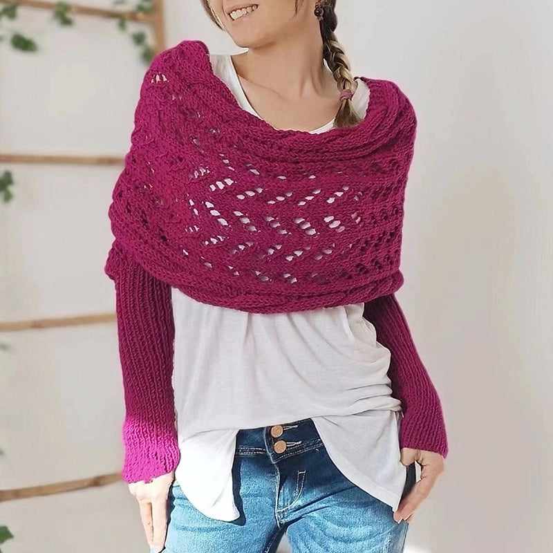 Unisex Streetwear Solid Color Deer Plush Hollow Out Shawl