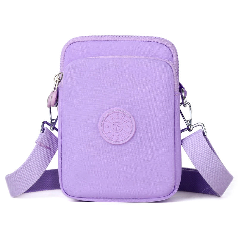 Women's Oxford Cloth Solid Color Streetwear Square Zipper Phone Wallets Crossbody Bag