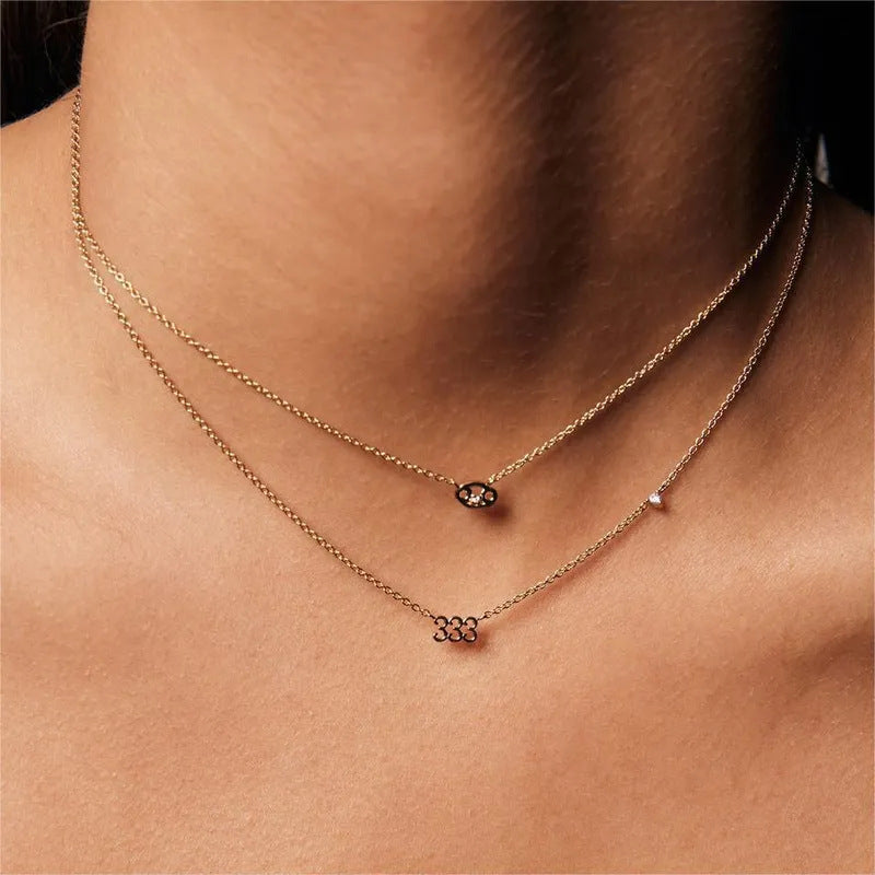 Moderate Luxury Number Text Letter Titanium Steel Electroplating Necklaces