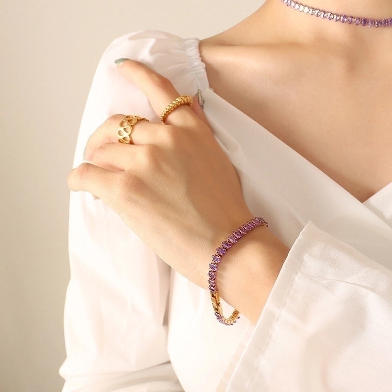 Fashion 304 Stainless Steel Zircon 18K Gold Plated Plating