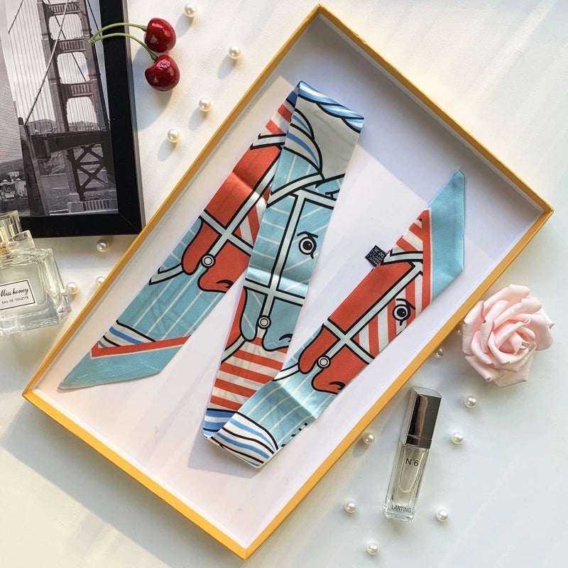 Women's Minimalist Flower Satin Printing Silk Scarf