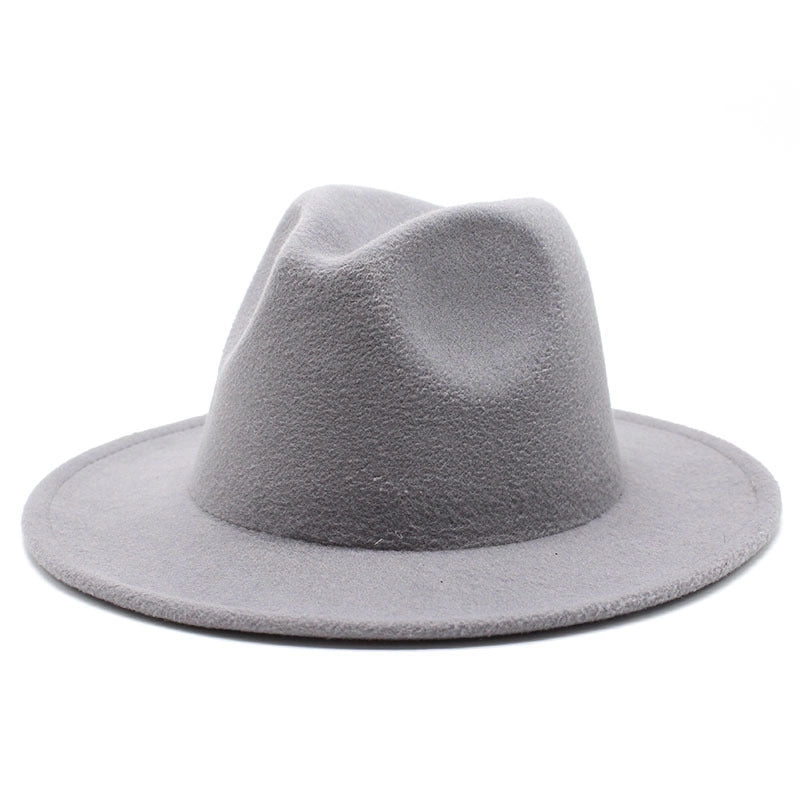 Solid Color Jazz Hat British Style Retro Woolen Hat Adult Embroidery Logo Felt Hat