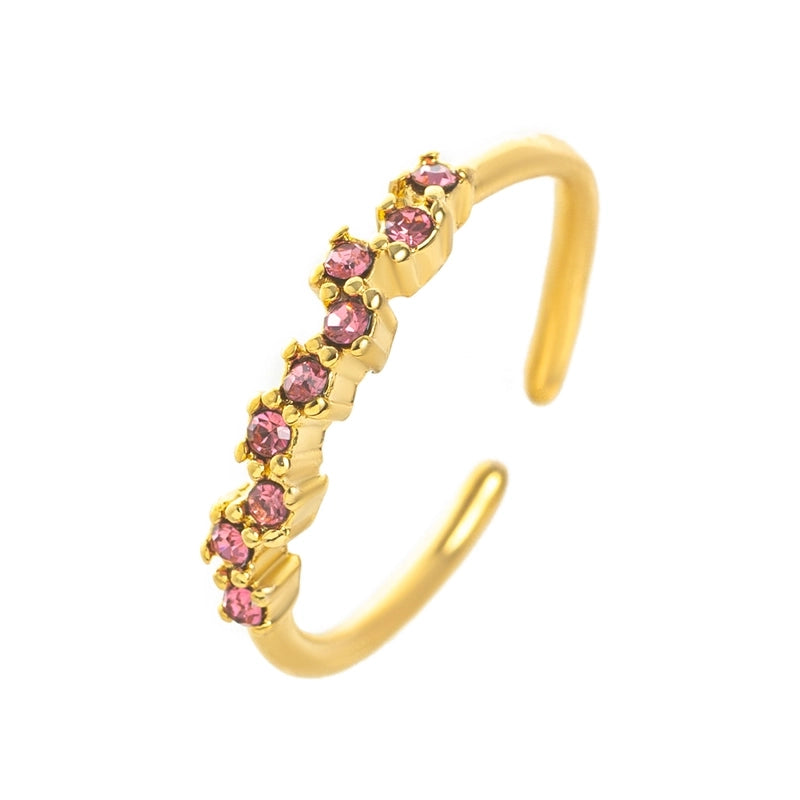 Minimalist Classic Style Geometric 304 Stainless Steel Zircon 18K Gold Plated Inlay Stainless Steel Rings