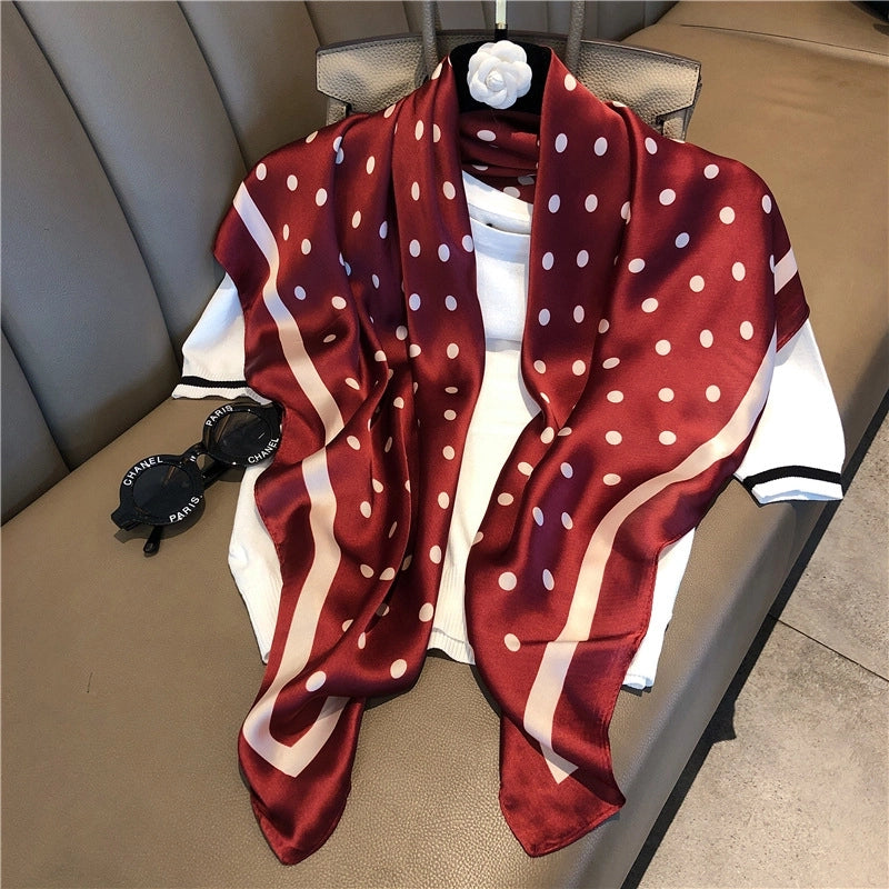Women's Elegant Business Polka Dots Polyester Printing Silk Scarf