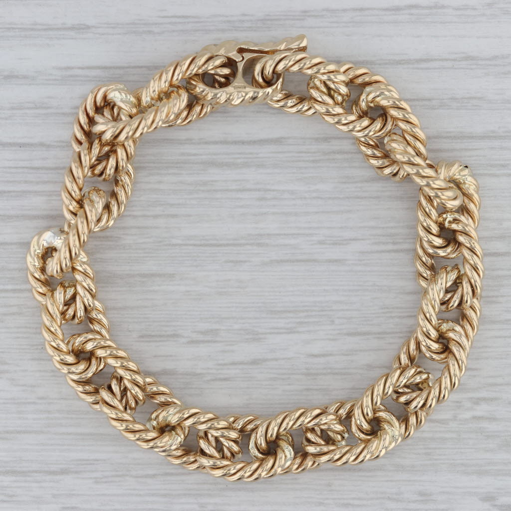 7.5 Rope Link Cable Chain Bracelet 14k Yellow Gold 11.5mm