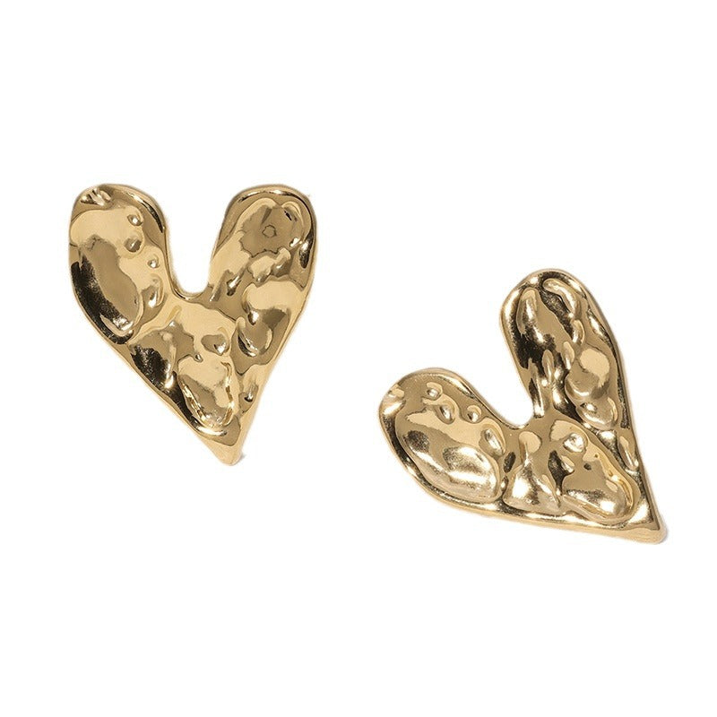 Minimalist Heart Stainless Steel Electroplating Stud Earrings