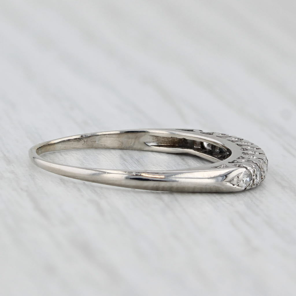 Vintage 0.13ctw Diamond Stackable Ring 10k White Gold Wedding Band