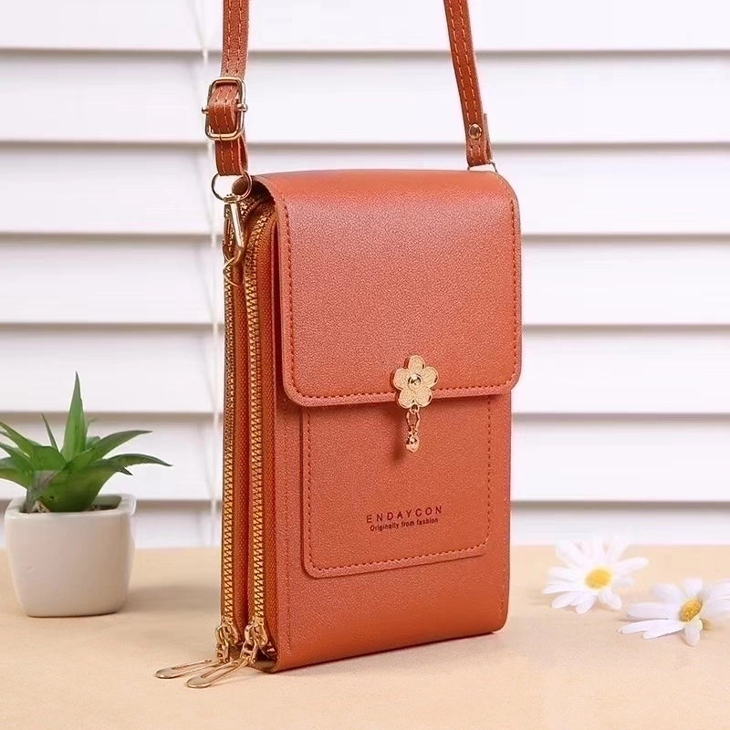 Women's Pu Leather Solid Color Minimalist Square Zipper Phone Wallets