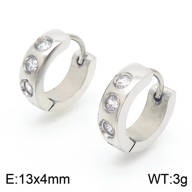 1 Pair Luxurious Solid Color Plating Inlay Stainless Steel Zircon 18K Gold Plated Earrings