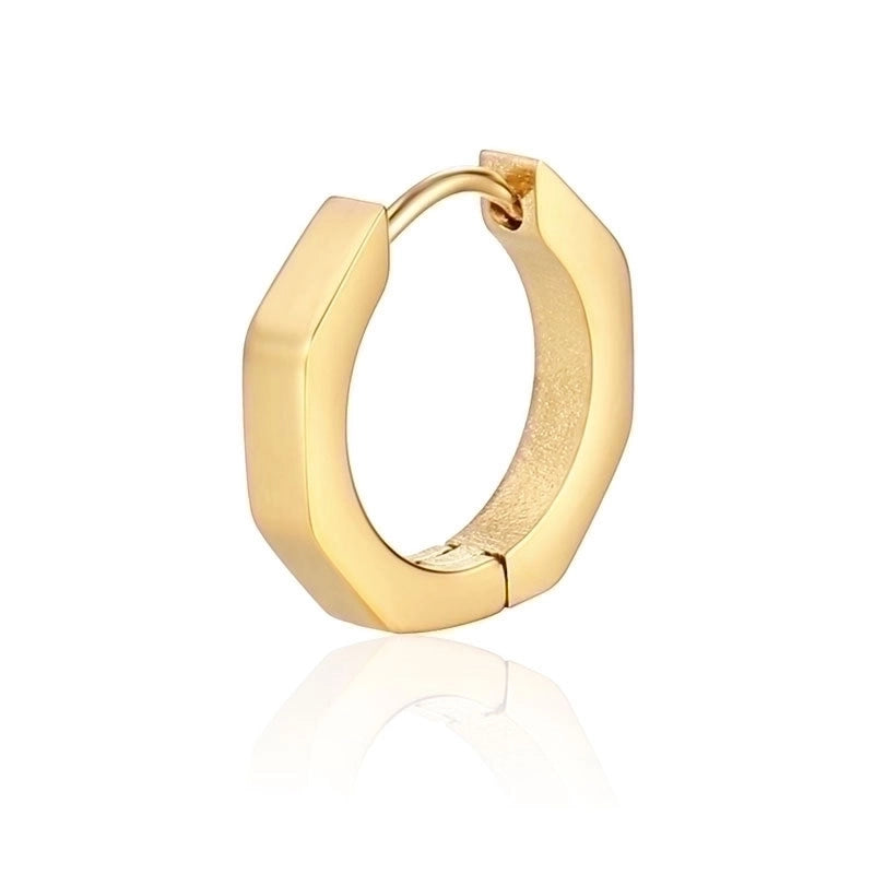 1 Piece Hip-Hop Rock Minimalist Star Heart Shape Metal Button 304 Stainless Steel Copper Gold Plated Hoop Earrings