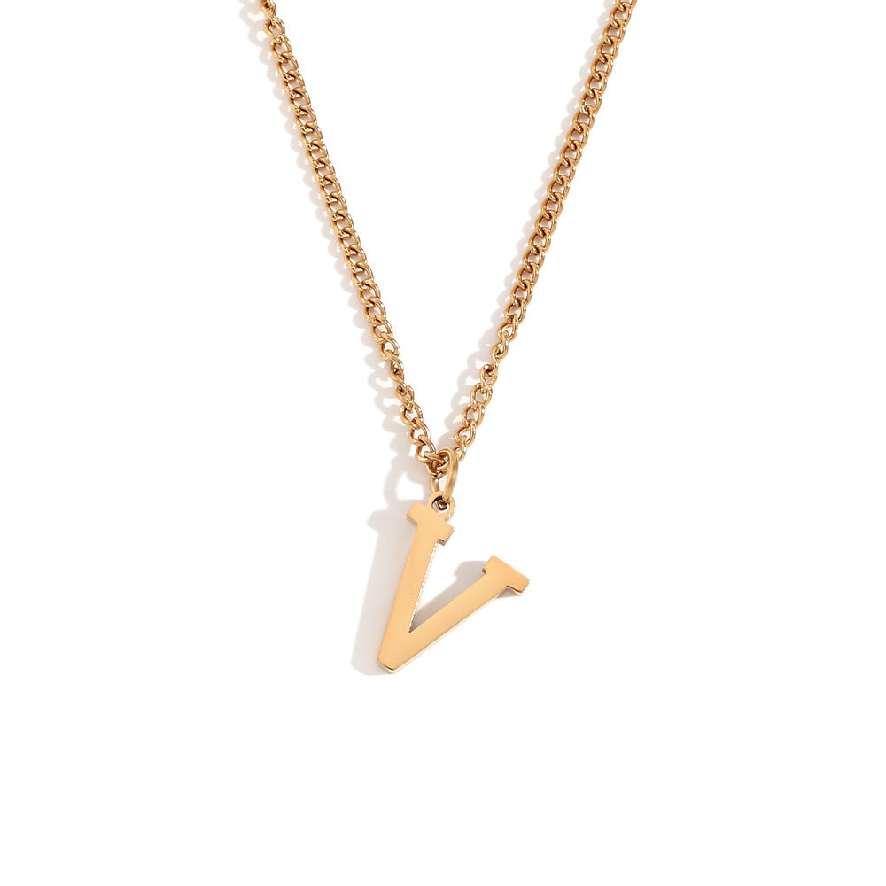 Fashion Letter Number Geometric Text Stainless Steel 18K Gold Plated Necklaces