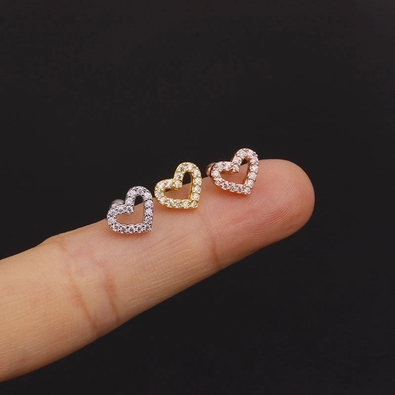 Ear Cartilage Rings & Studs Ethnic Style Geometric 316L Stainless Steel  Copper Inlaid Zircon