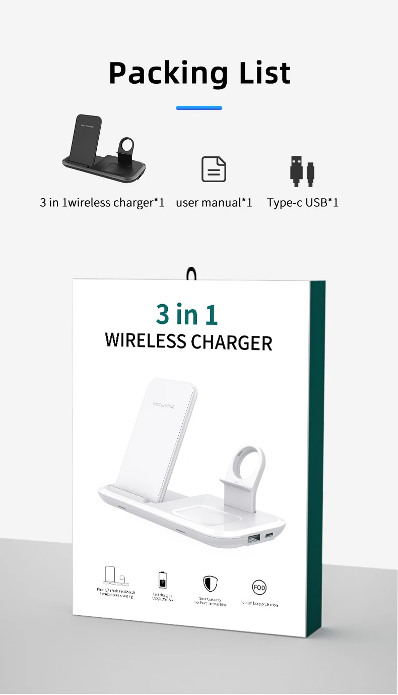 3 in 1  charger Foldable Wireless Charger 3 in 1 Wireless Charging Station Dock for iPhone 13/13pro/13pro max