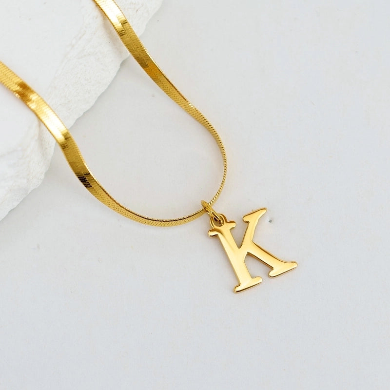 304 Stainless Steel 18K Gold Plated Luxurious Commute Letter Pendant Necklace