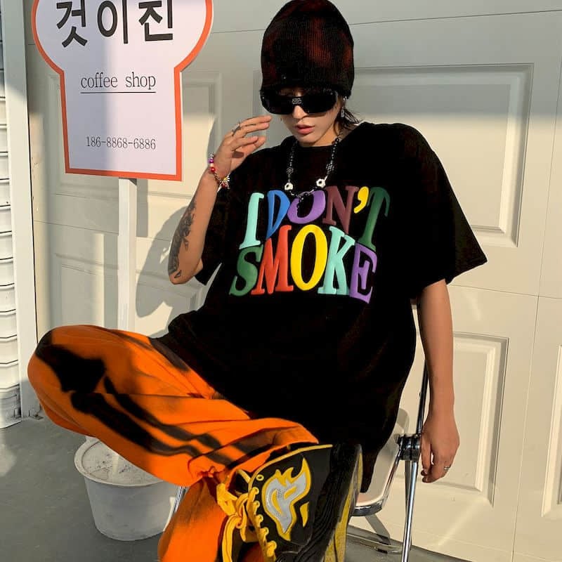 Oversized I Don't Smoke Rainbow Tee