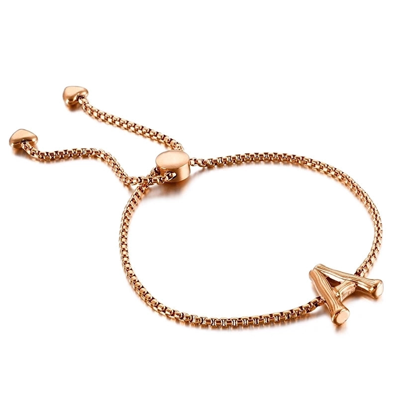 Casual Minimalist Letter Heart Shape Stainless Steel 18K Gold Plated Bracelets In Bulk